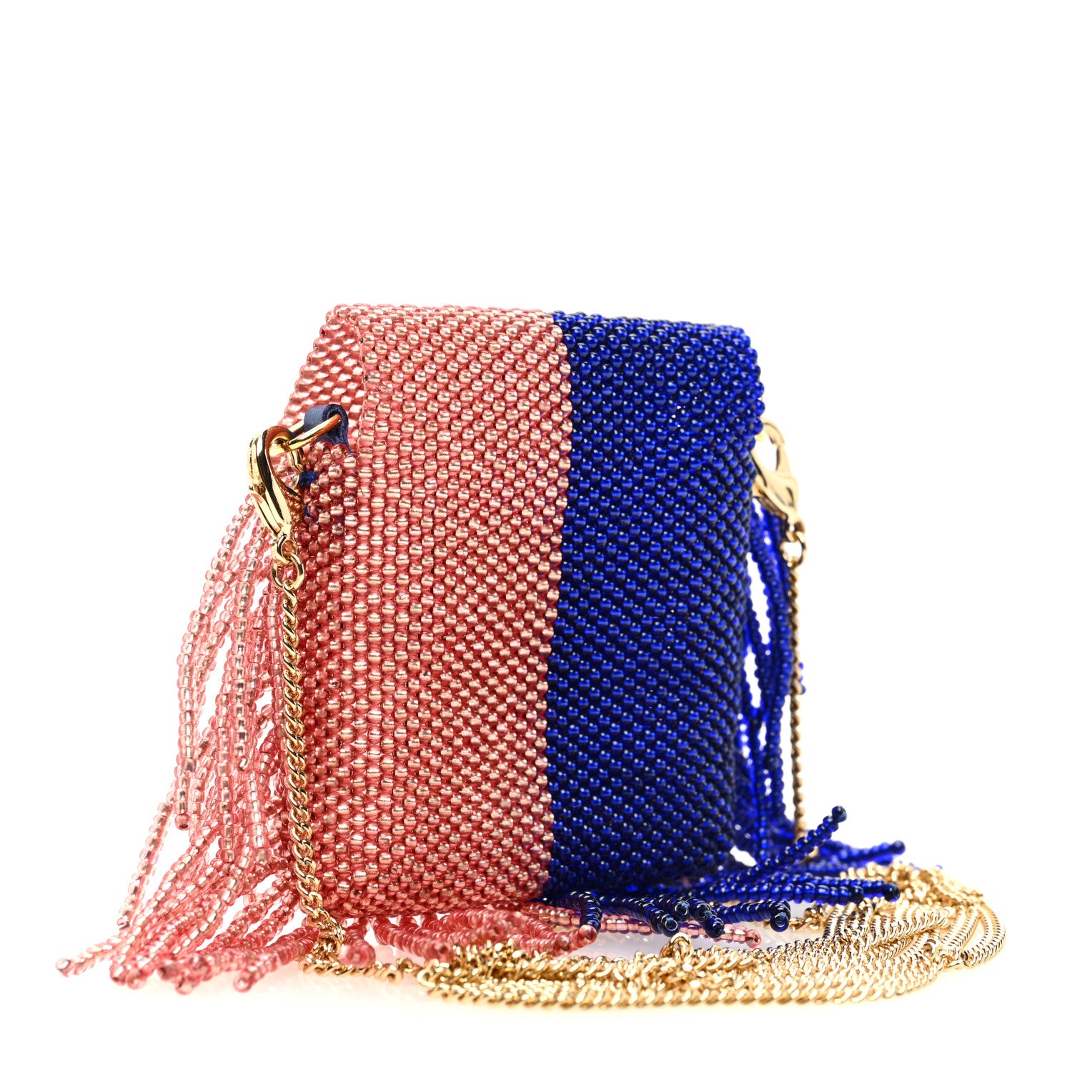 Fendi Glass Beaded Mini Pico Baguette Charm Blue Salmone 2 of 8