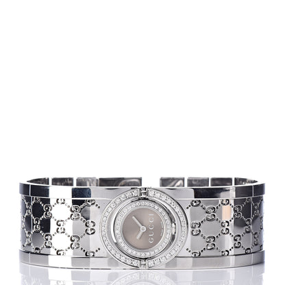Gucci Stainless Steel Diamond Pave Bezel 23mm Twirl Quartz Watch Brown 3 of 7