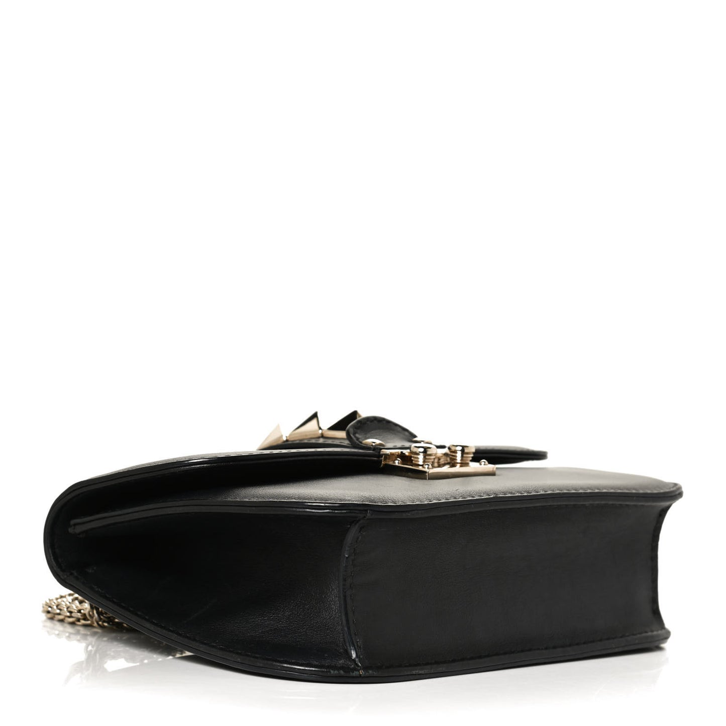 Vitello Small Glam Lock Rockstud Flap Black