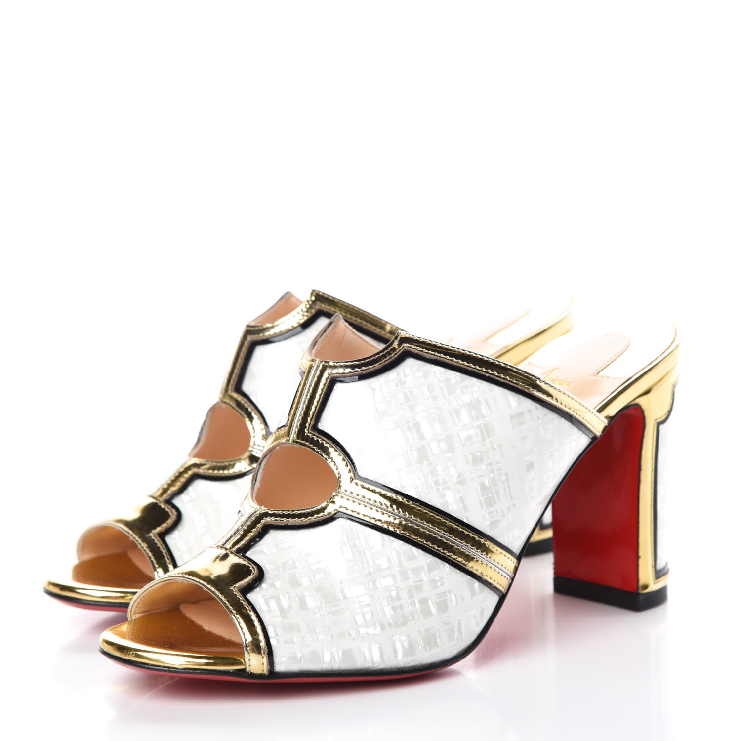 Christian Louboutin Specchio Patent Interior 85 Slide Sandals 36.5 Latte 3 of 7