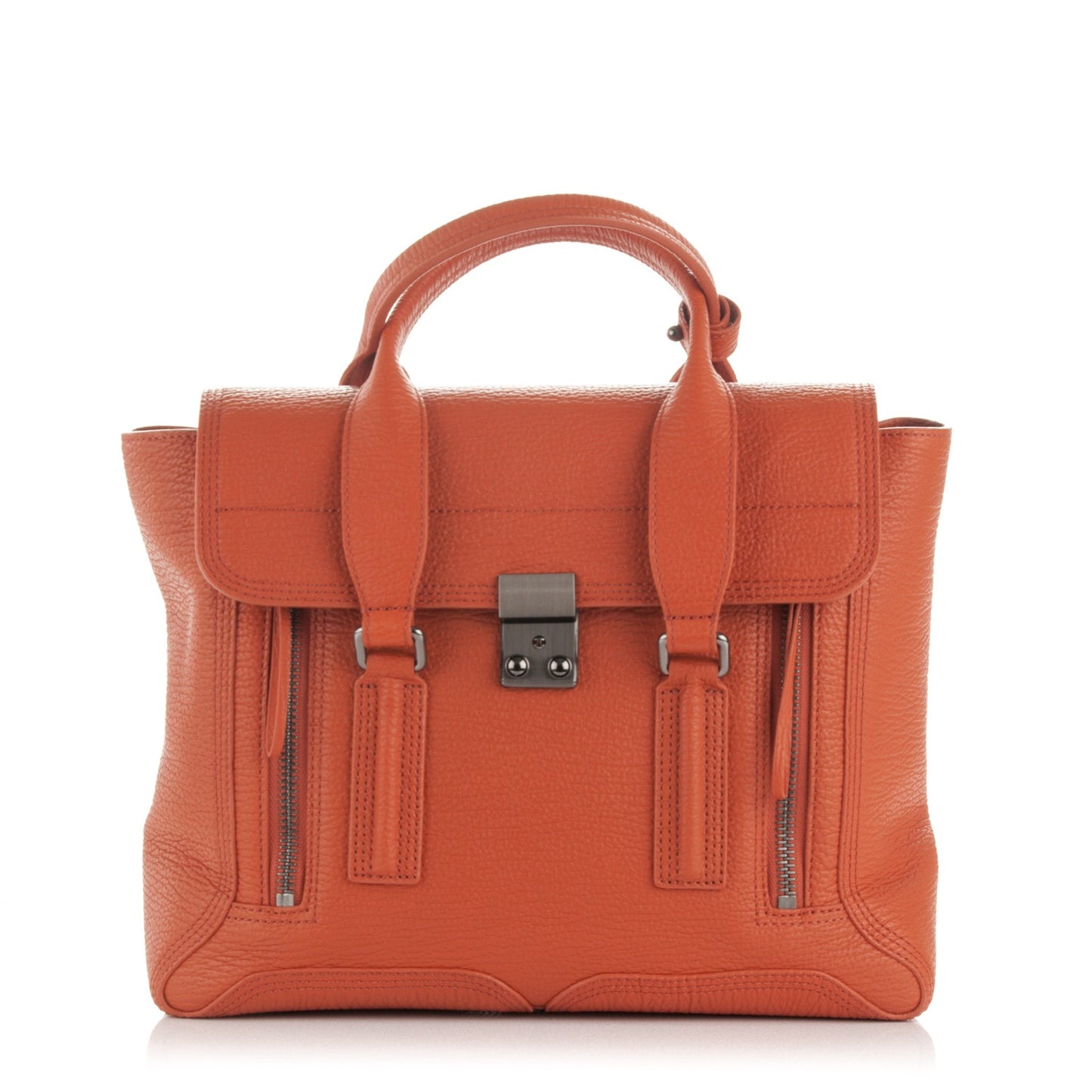 3.1 Textured Calfskin Medium Pashli Satchel Persimmon