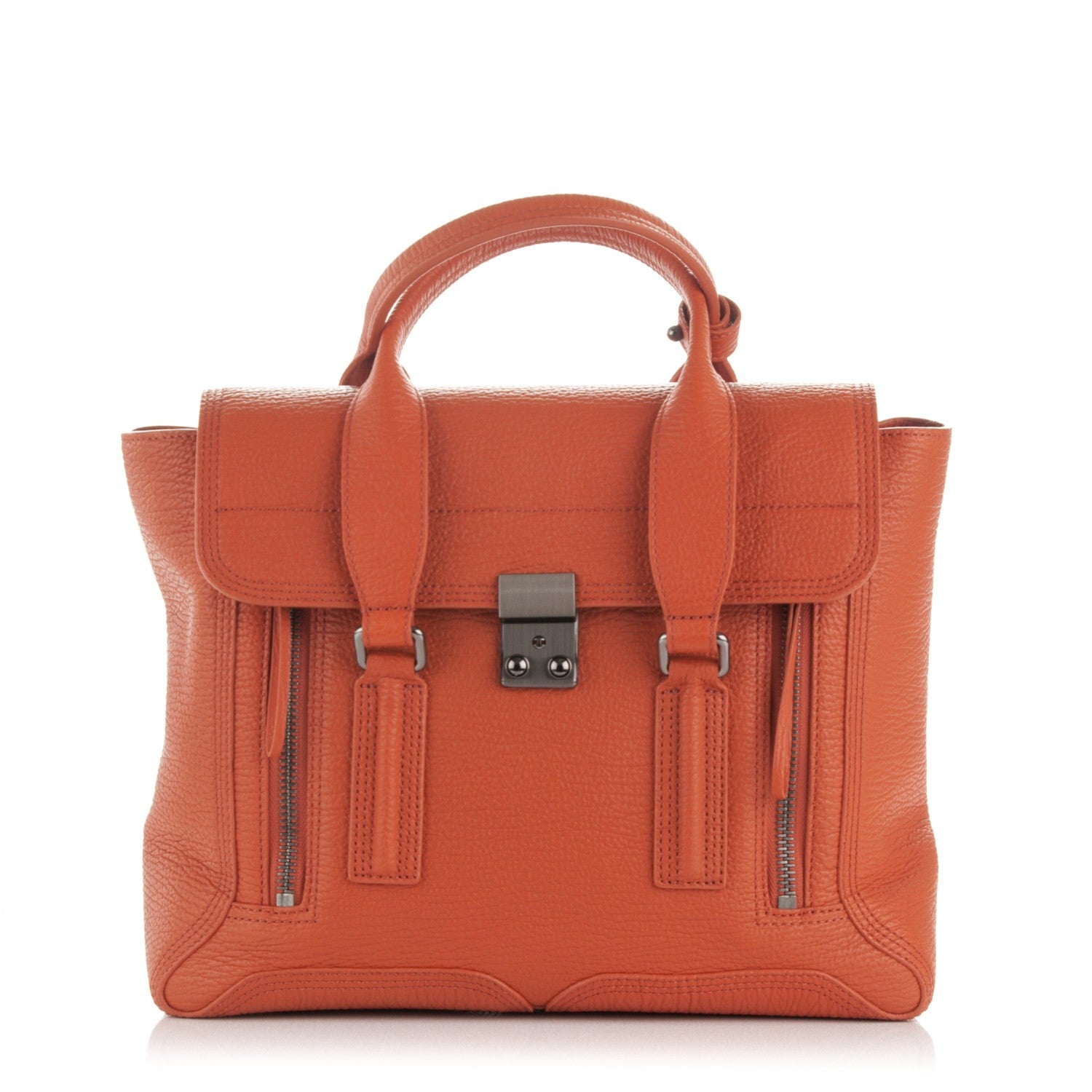 3.1 Phillip Lim 3.1 Textured Calfskin Medium Pashli Satchel Persimmon 1 of 7