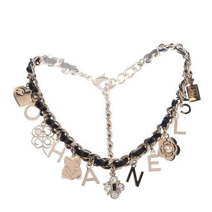 Chanel Lambskin Crystal CC Logo Charming Choker Gold Black 3 of 6