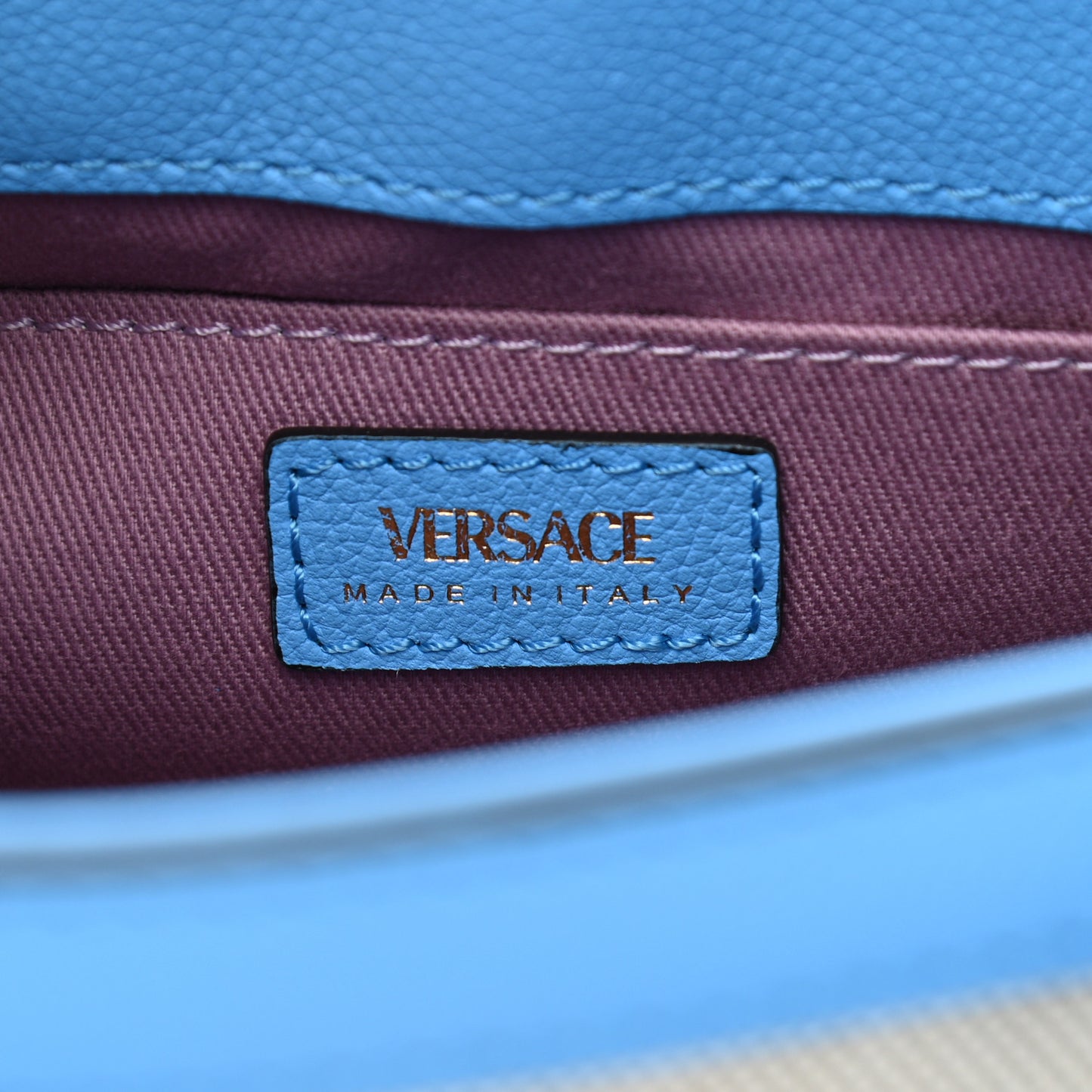 Calfskin Canvas Medusa Small Top Handle Handbag Blue