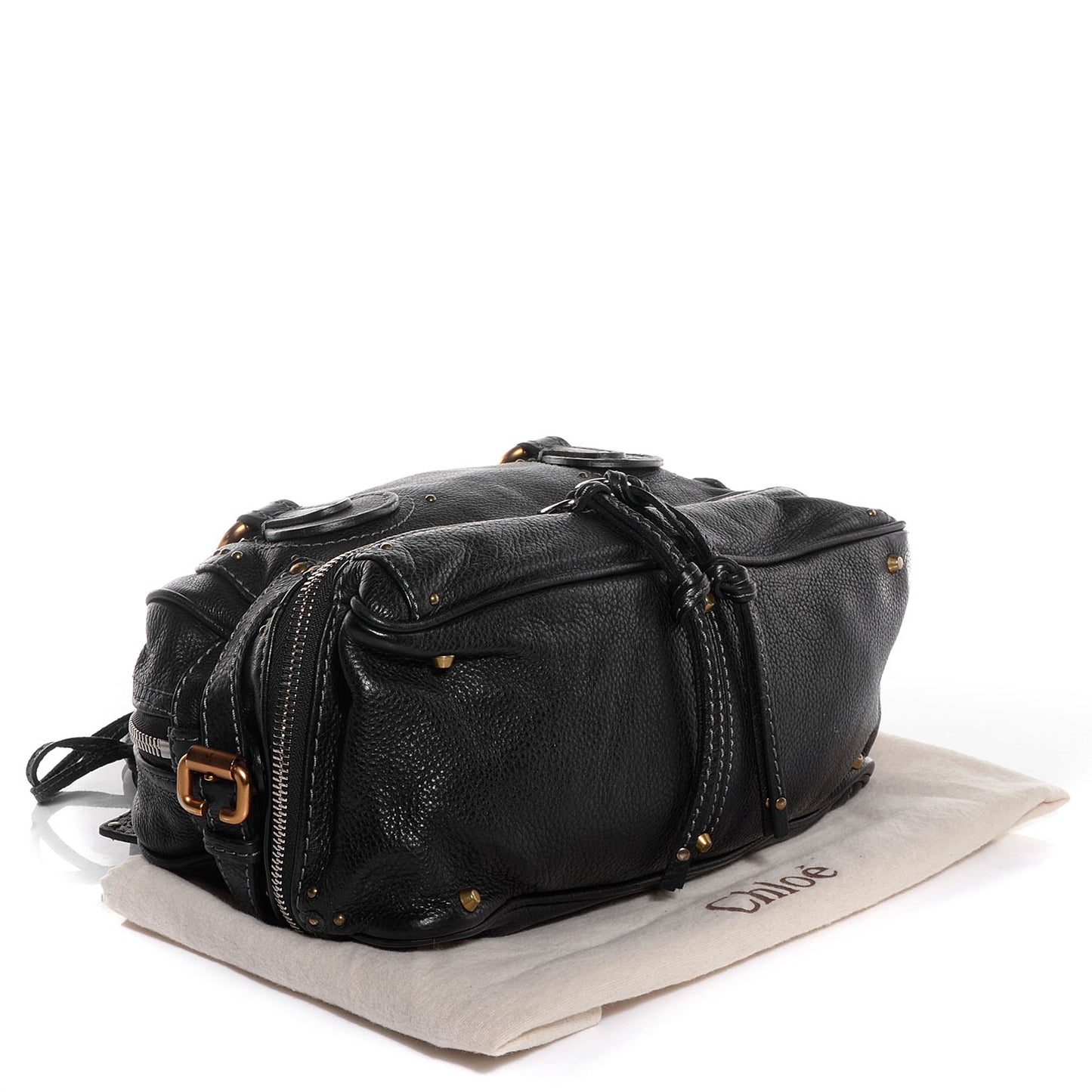 Leather Paddington Double Zipped Bowler Black