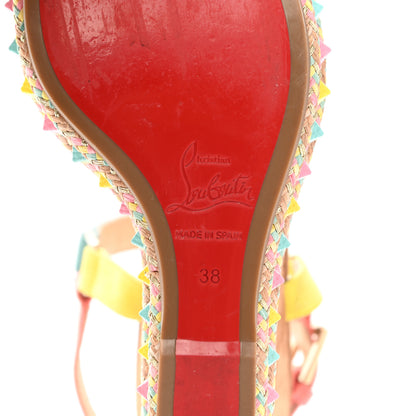 Christian Louboutin Veau Velours Pyraclou 110 Wedge Sandals 38 Biscotto 7 of 8