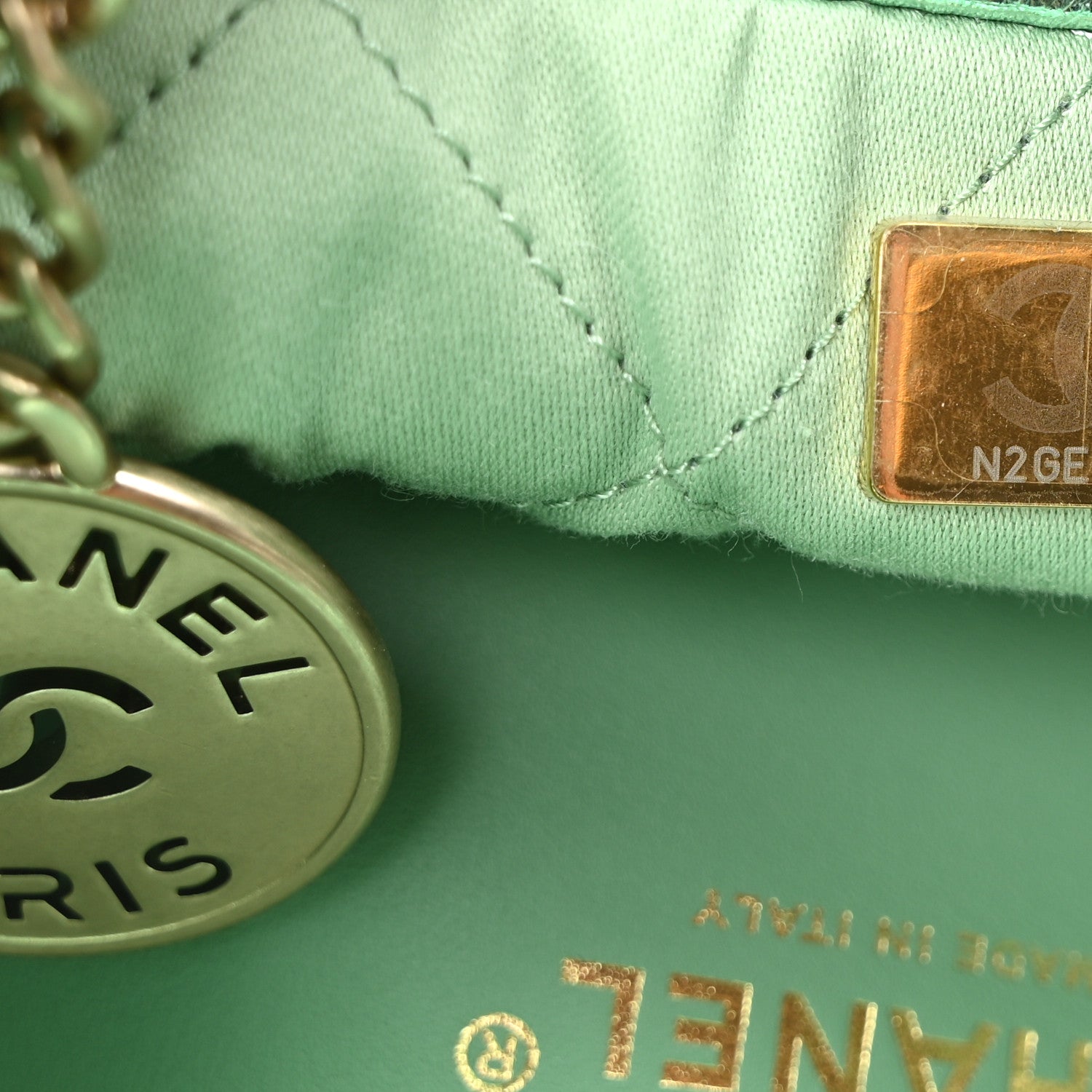 Chanel Metallic Calfskin Quilted Mini Chanel 22 Green 7 of 10
