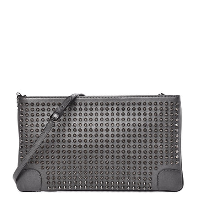 Christian Louboutin Calfskin Spikes Loubiposh Chain Clutch Anthracite Gun Metal 1 of 11