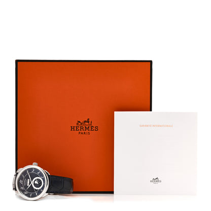 Hermes Stainless Steel Alligator 43mm Arceau Grande Lune Automatic Watch Bleu Abysse 5 of 5