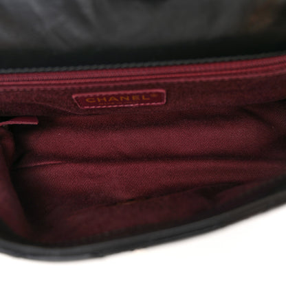 Chanel Glazed Calfskin Quilted Small Castle Rock Flap Black Burgundy 5 of 9