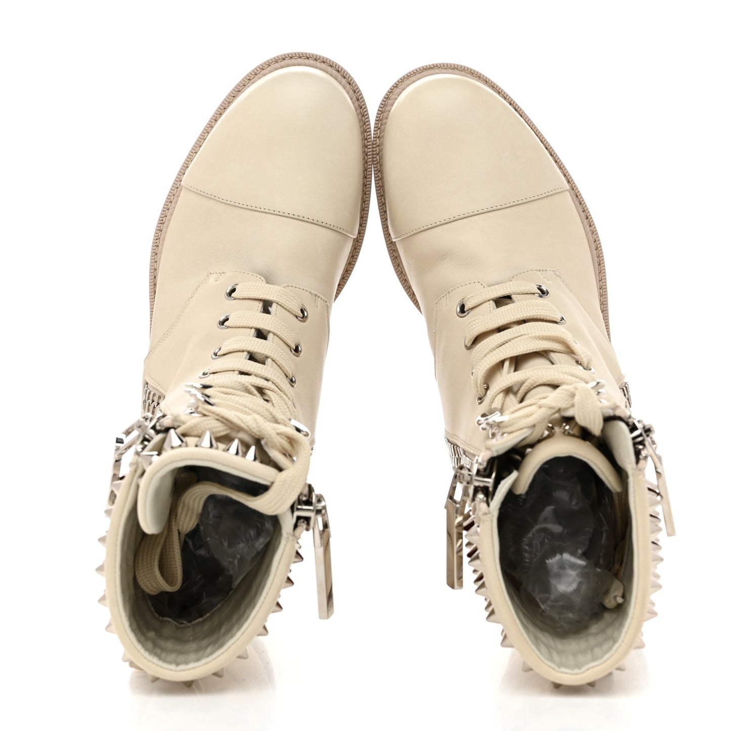 Calfskin Winter Spikes Combat Boots 38.5 White