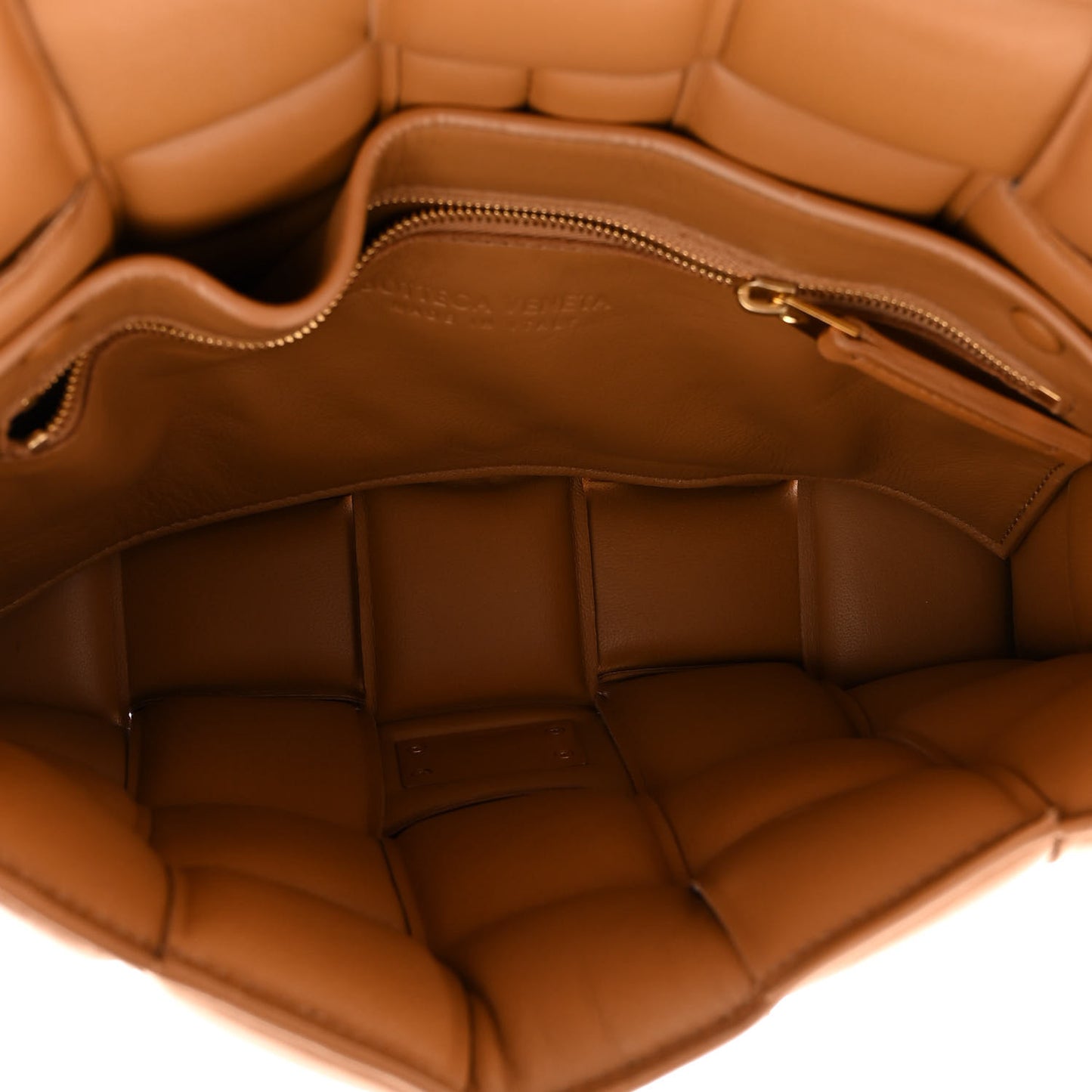 Nappa Maxi Intreccio Padded Cassette Crossbody Bag Caramel