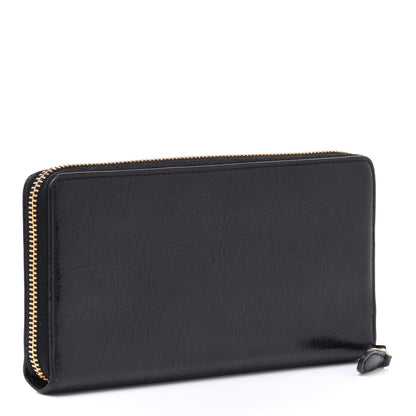 Balenciaga Agneau Giant 12 Gold Hardware Continental Zip Around Wallet Black 3 of 8