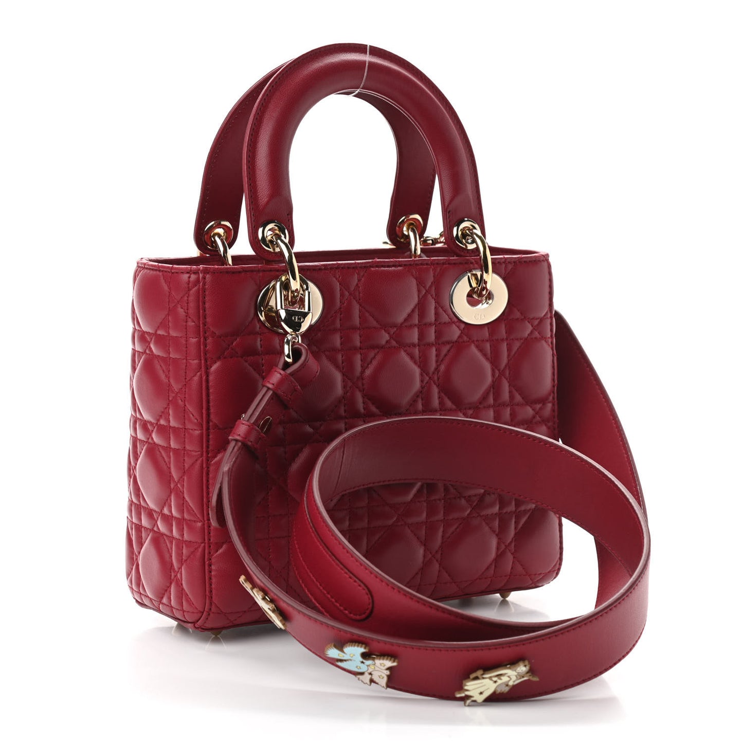 Lambskin Cannage Small Lucky Badges My Lady Dior Red