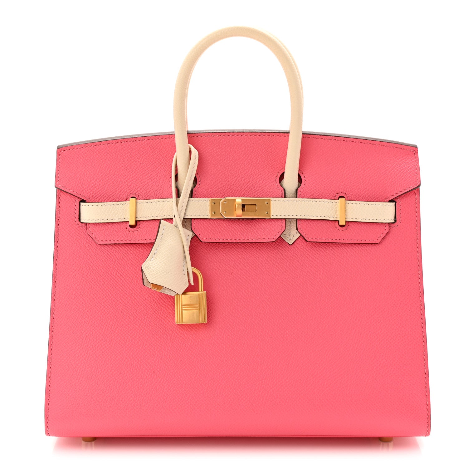 Hermes Epsom Horseshoe Birkin Sellier 25 Rose Azalee Nata 1 of 13