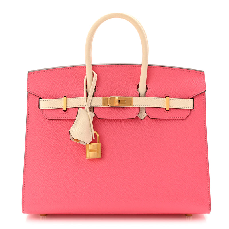 Hermès Epsom Horseshoe Birkin Sellier 25 Rose Azalee Nata