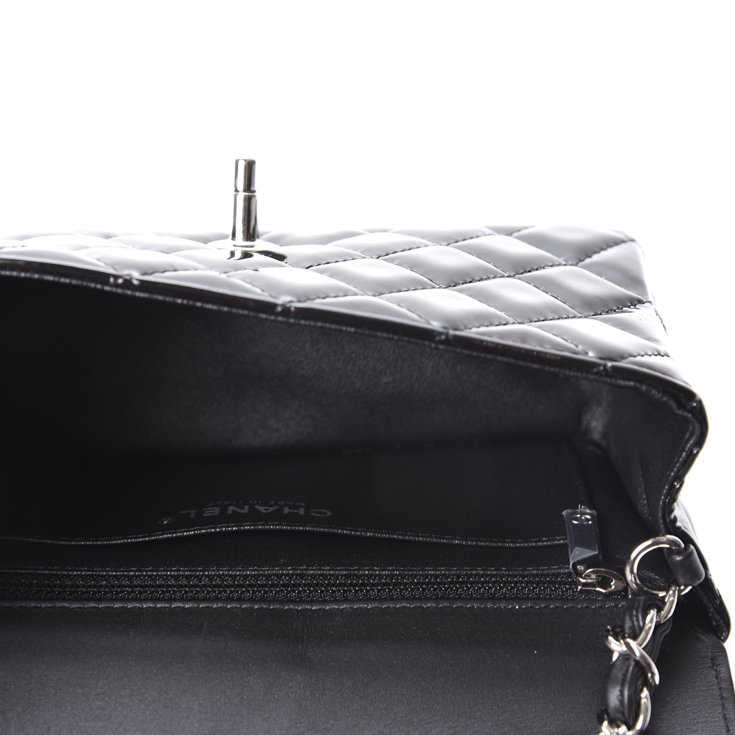 Chanel Patent Calfskin Quilted Bi-Color Mini Rectangular Flap Pink Black 4 of 9