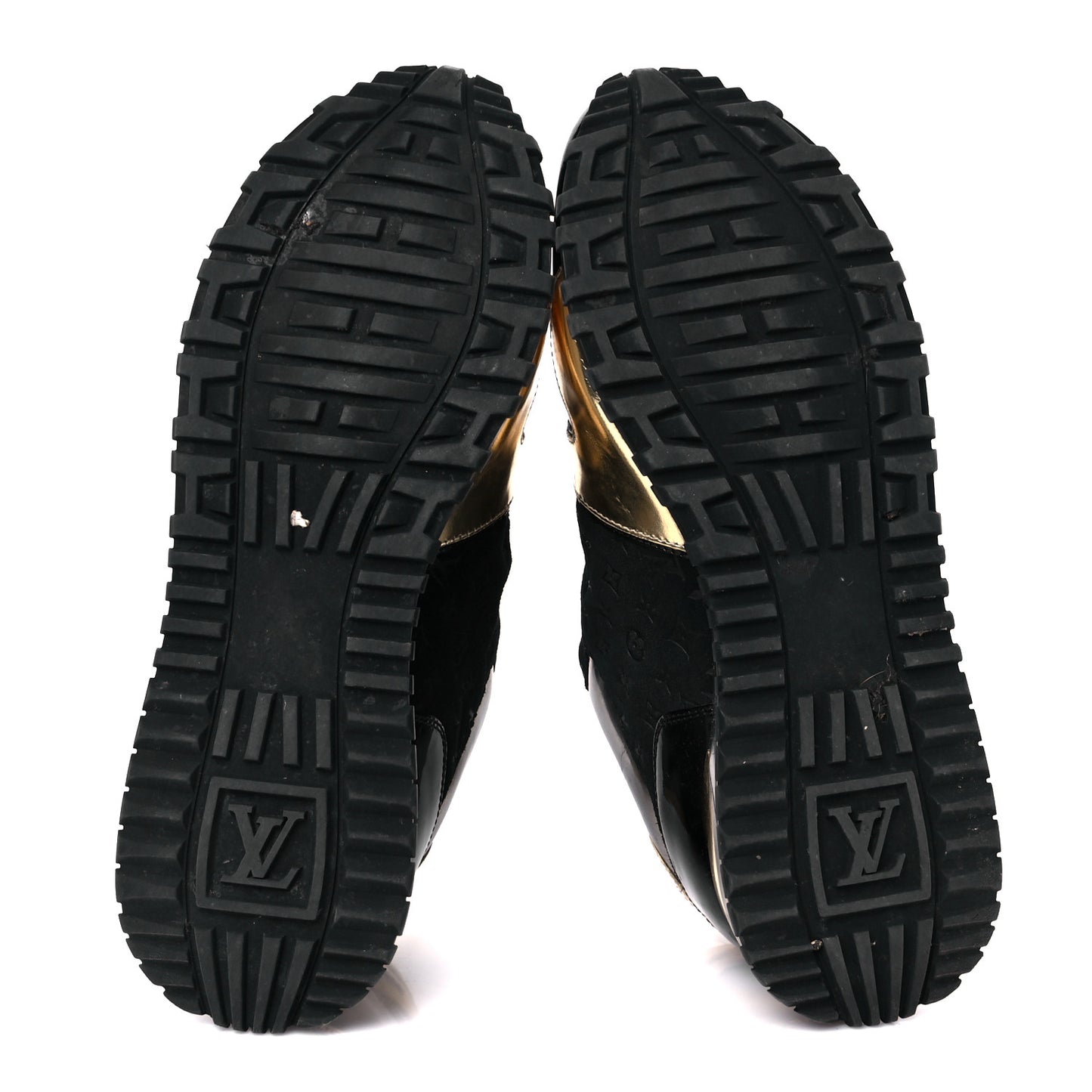 Suede Monogram Run Away Sneakers 36  Black Gold Silver