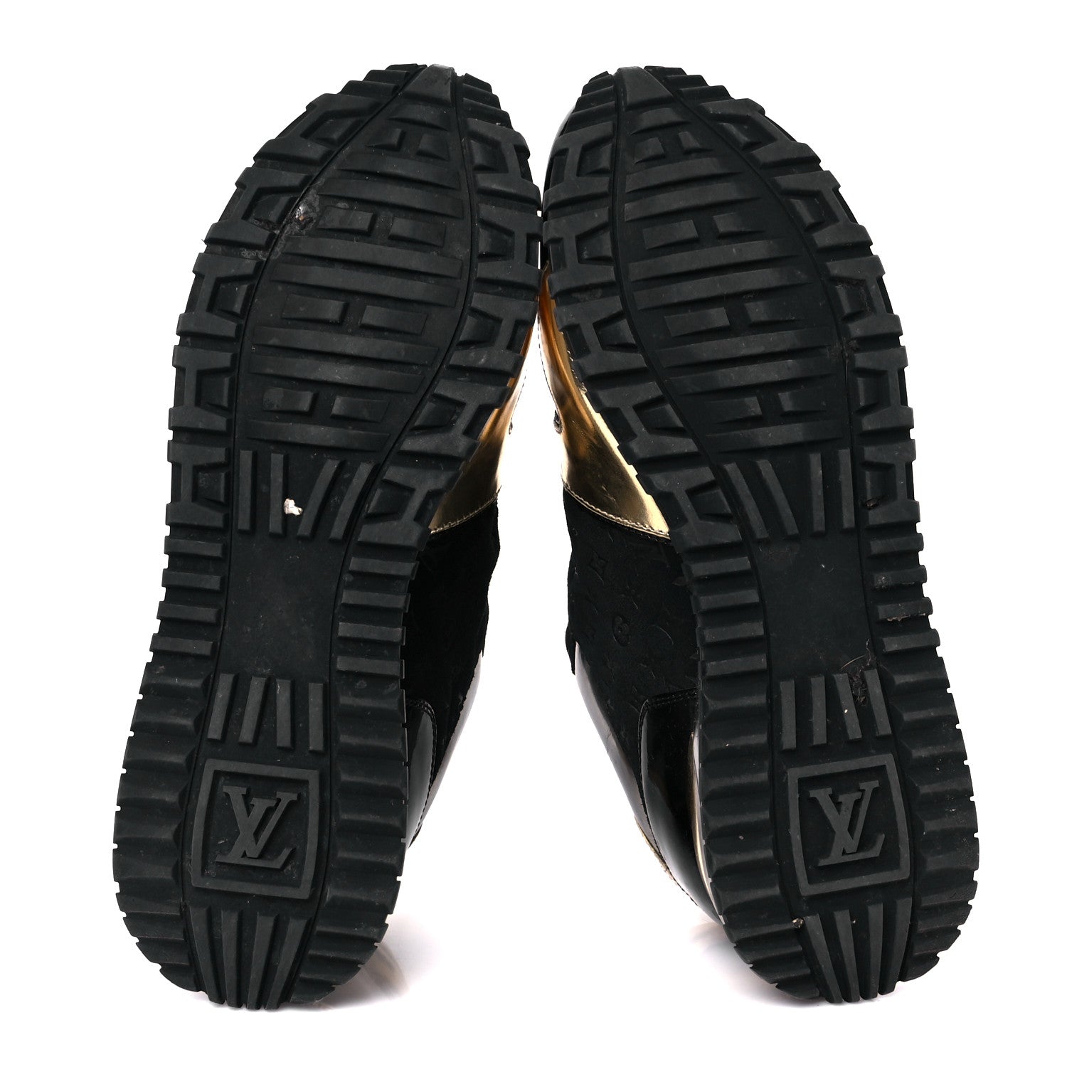 Louis Vuitton Suede Monogram Run Away Sneakers 36  Black Gold Silver 6 of 11
