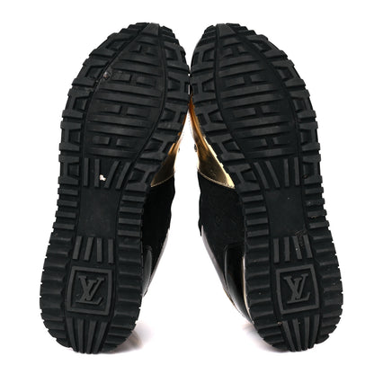 Louis Vuitton Suede Monogram Run Away Sneakers 36  Black Gold Silver 6 of 11