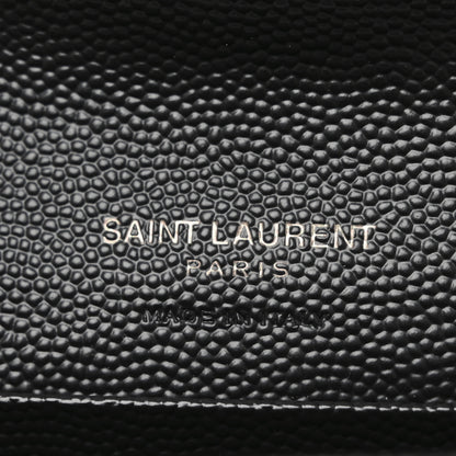 Saint Laurent Grain De Poudre Matelasse Chevron Small Monochrome Monogram Envelope Wallet Black 6 of 9