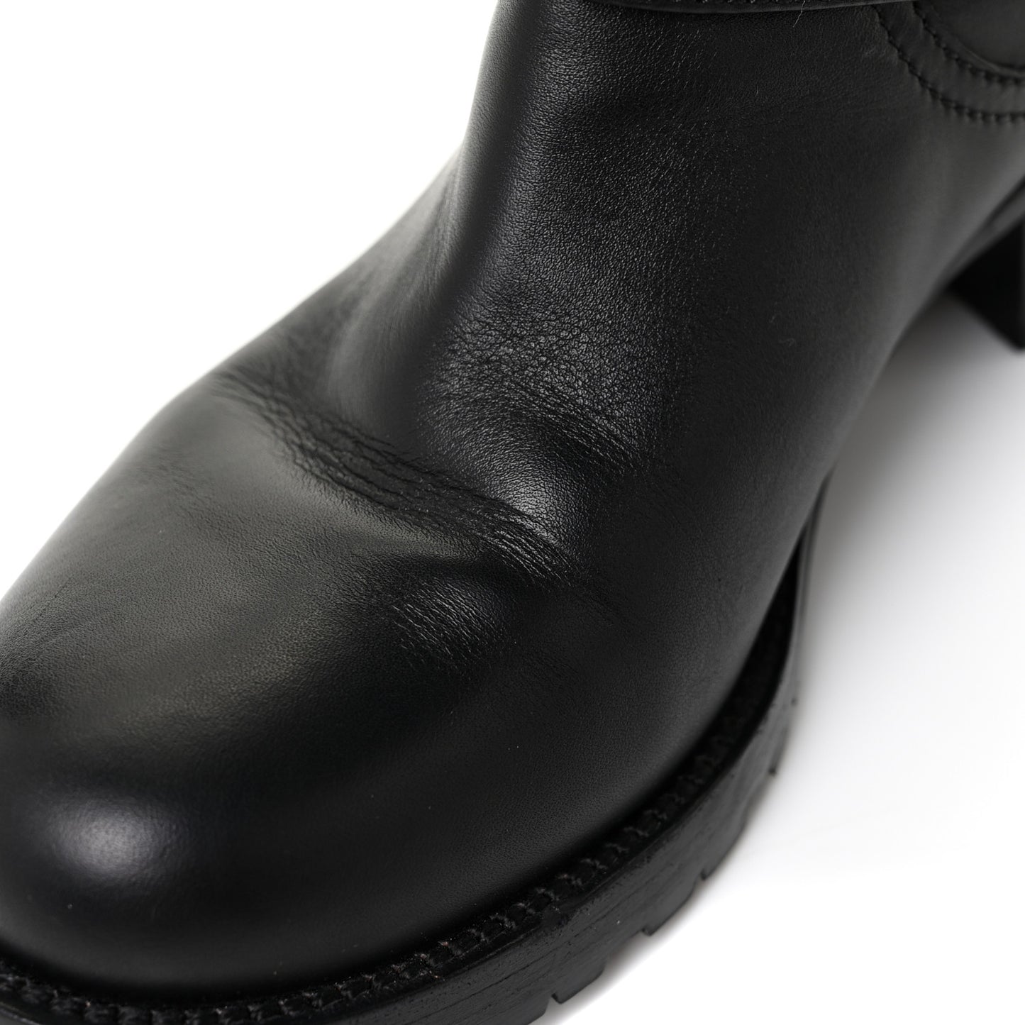 Calfskin Rockstud 30mm Biker Boots 37 Black