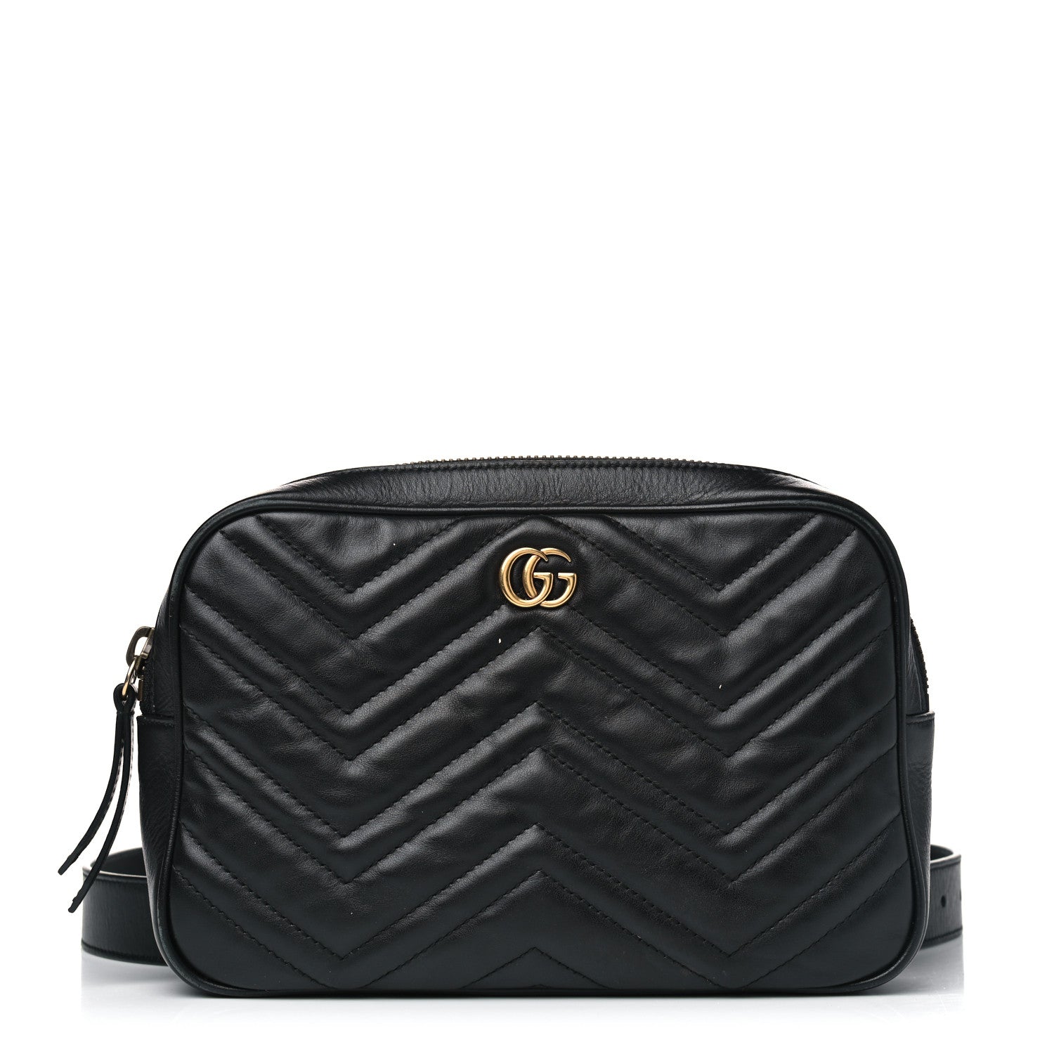 Gucci Calfskin Matelasse Mens GG Marmont Belt Bag 100 40 Black 1 of 18
