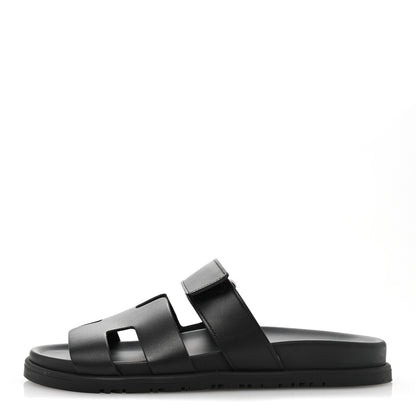 Hermes Calfskin Womens Chypre Sandals 38 Black 1 of 10