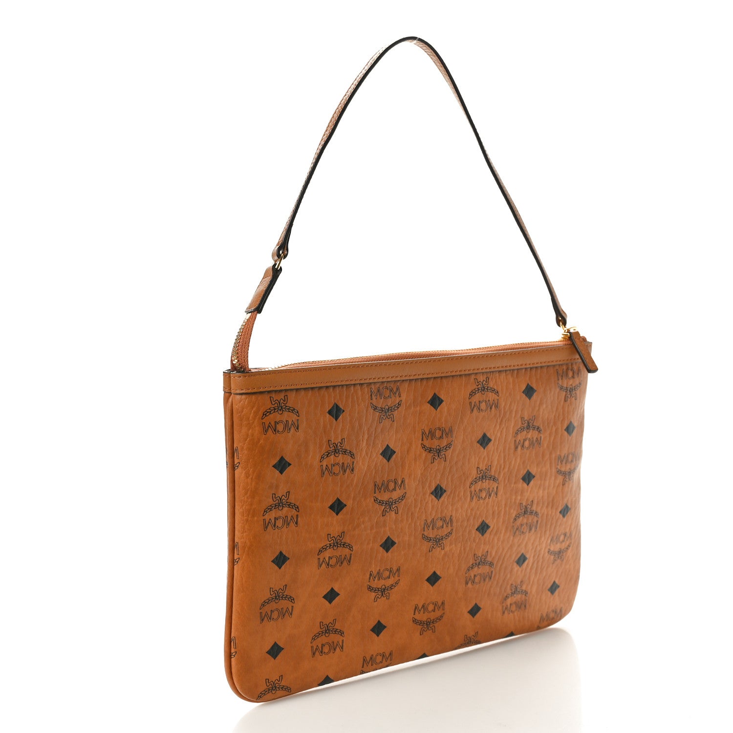 MCM Visetos Liz Shopper Tote Pouch Cognac 3 of 9