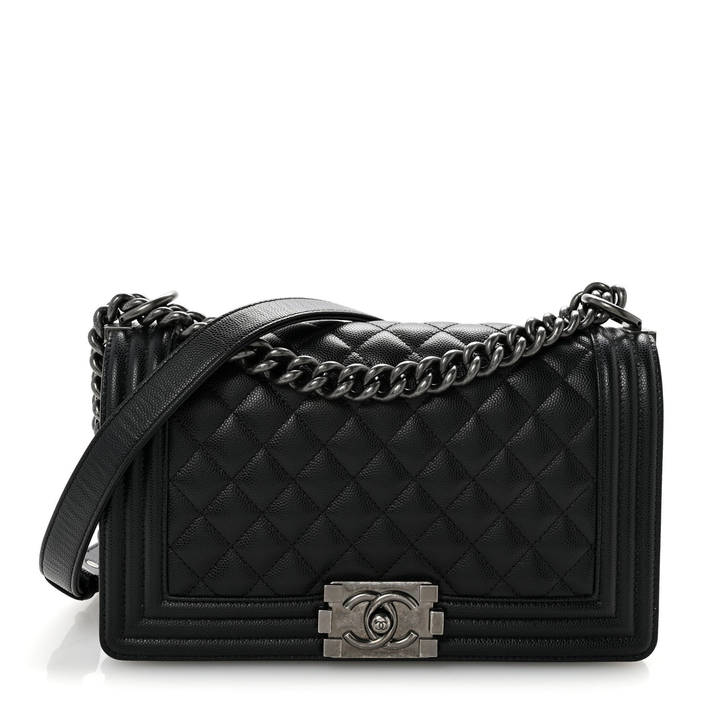 Caviar Quilted Medium Boy Flap Black