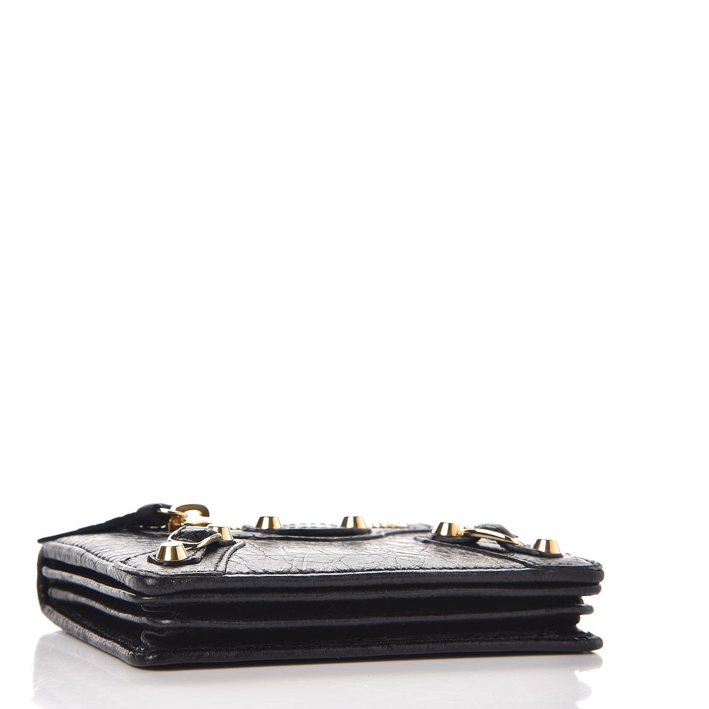 Agneau Classic Gold Hardware Card Case Black