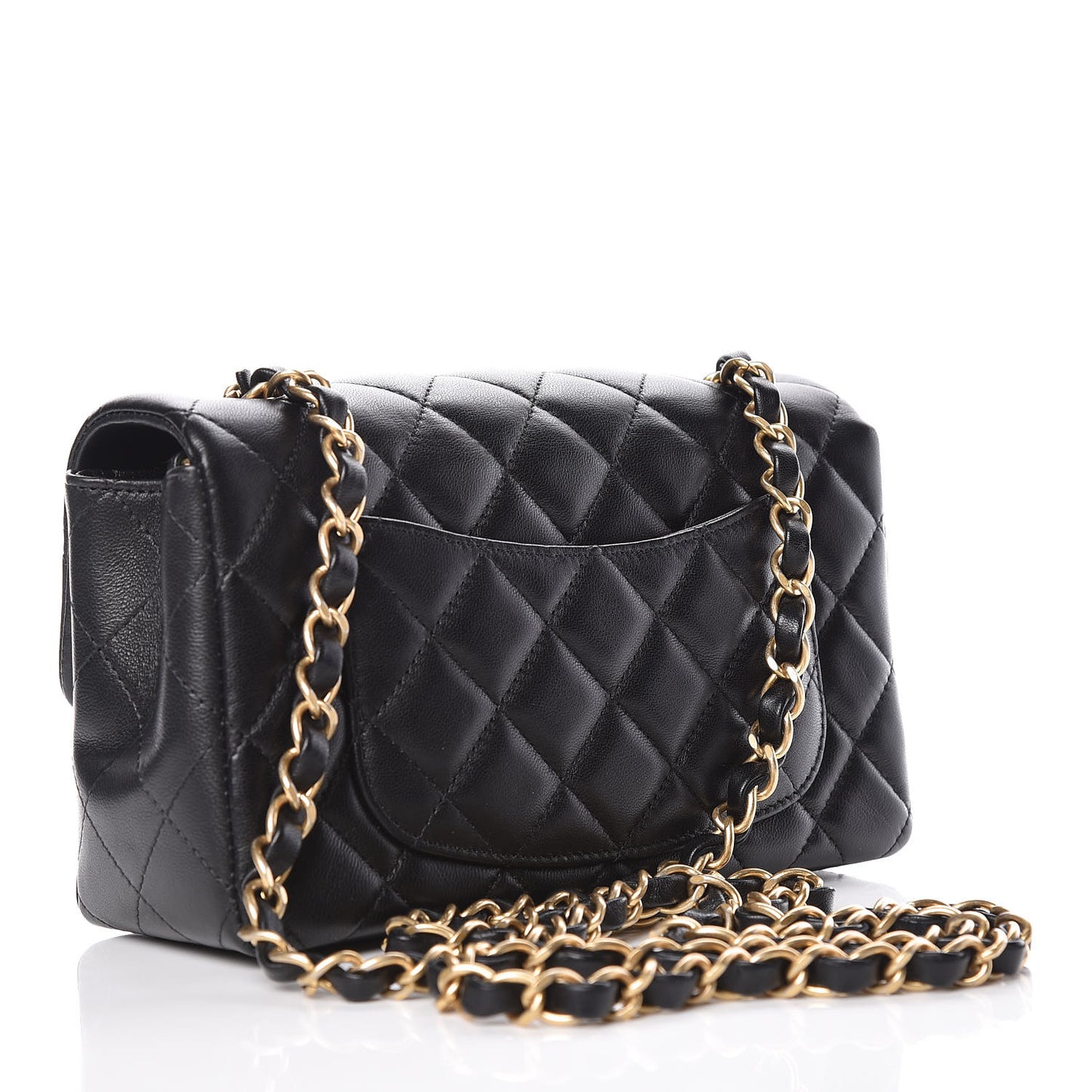 Lambskin Quilted Mini Rectangular Flap Black