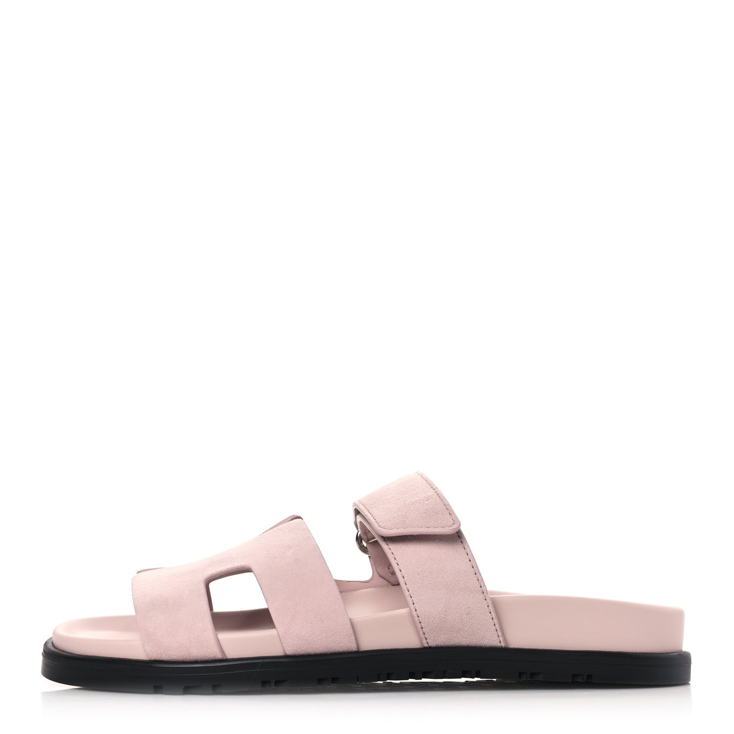 Hermes Suede Goatskin Womens Chypre Sandals 37 Rose Porcelaine 1 of 9