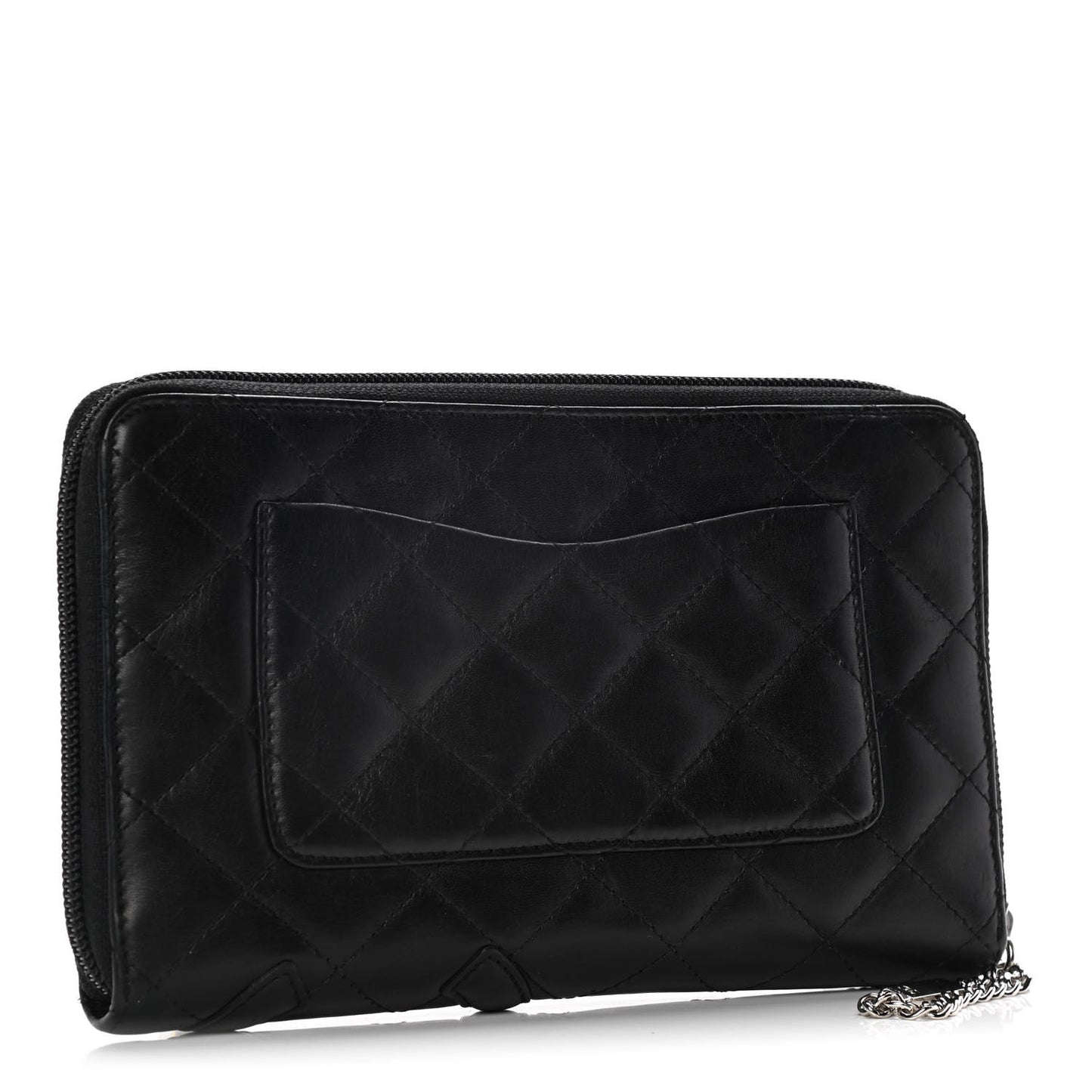 Calfskin Cambon Zip Around Organizer Wallet Black