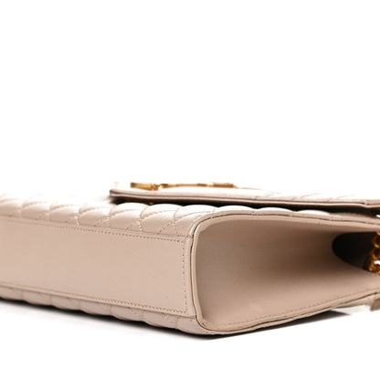 Saint Laurent Grain De Poudre Textured Mixed Matelasse Medium Triquilt Monogram Satchel Dark Beige 11 of 11