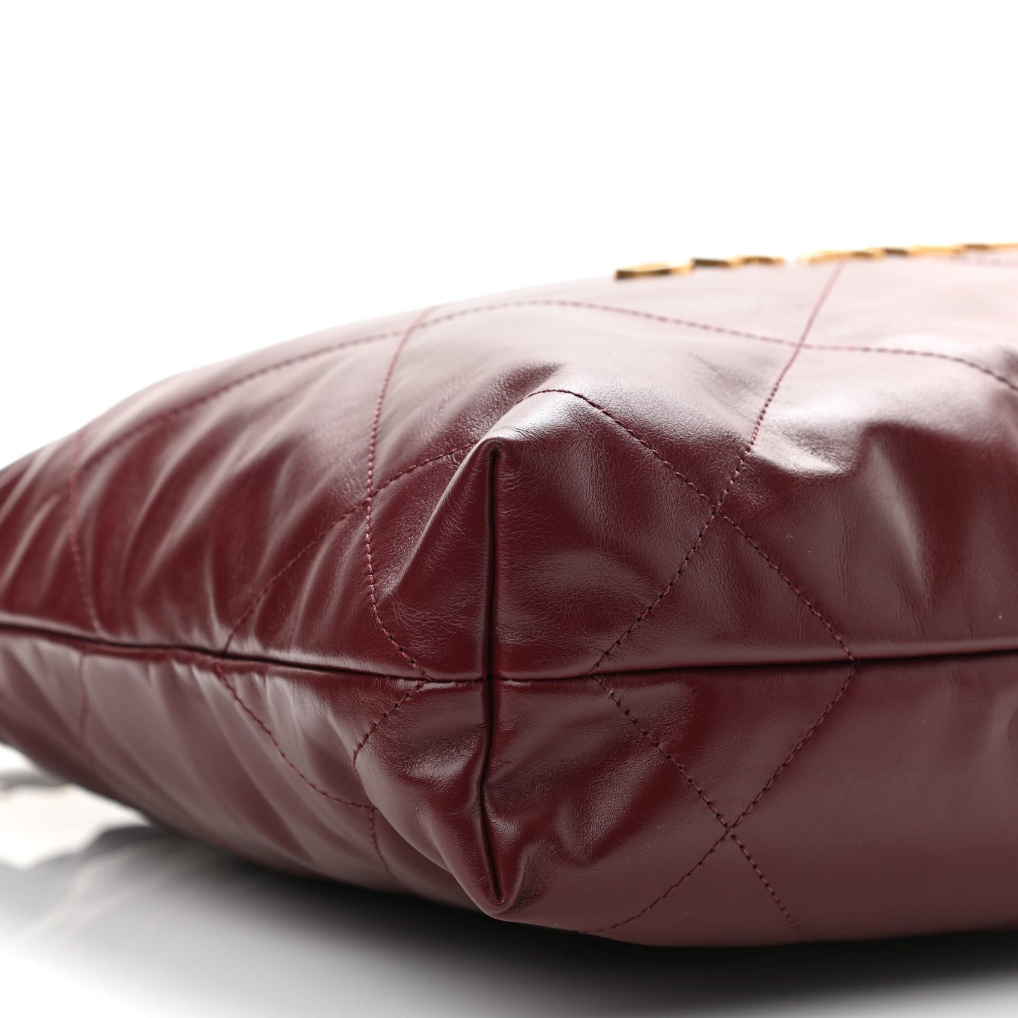 Shiny Calfskin Quilted Small Chanel 22 Burgundy