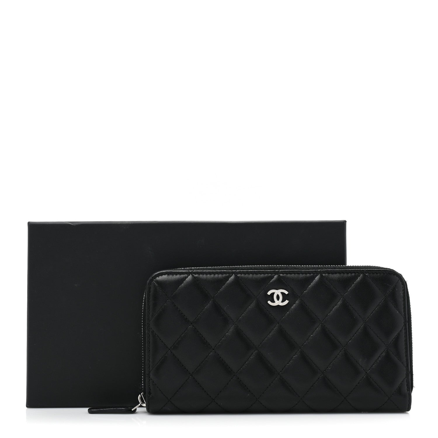 Chanel Lambskin Quilted Large Gusset Zip Around Wallet Black 18 of 18