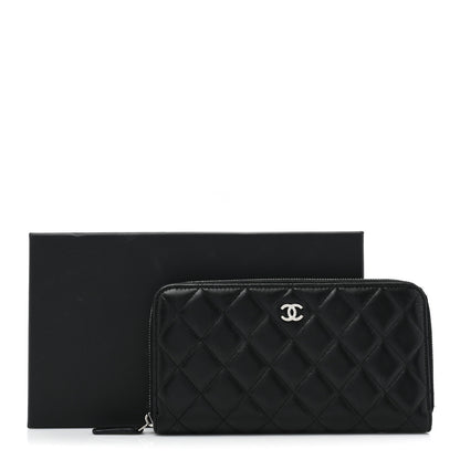 Chanel Lambskin Quilted Large Gusset Zip Around Wallet Black 18 of 18