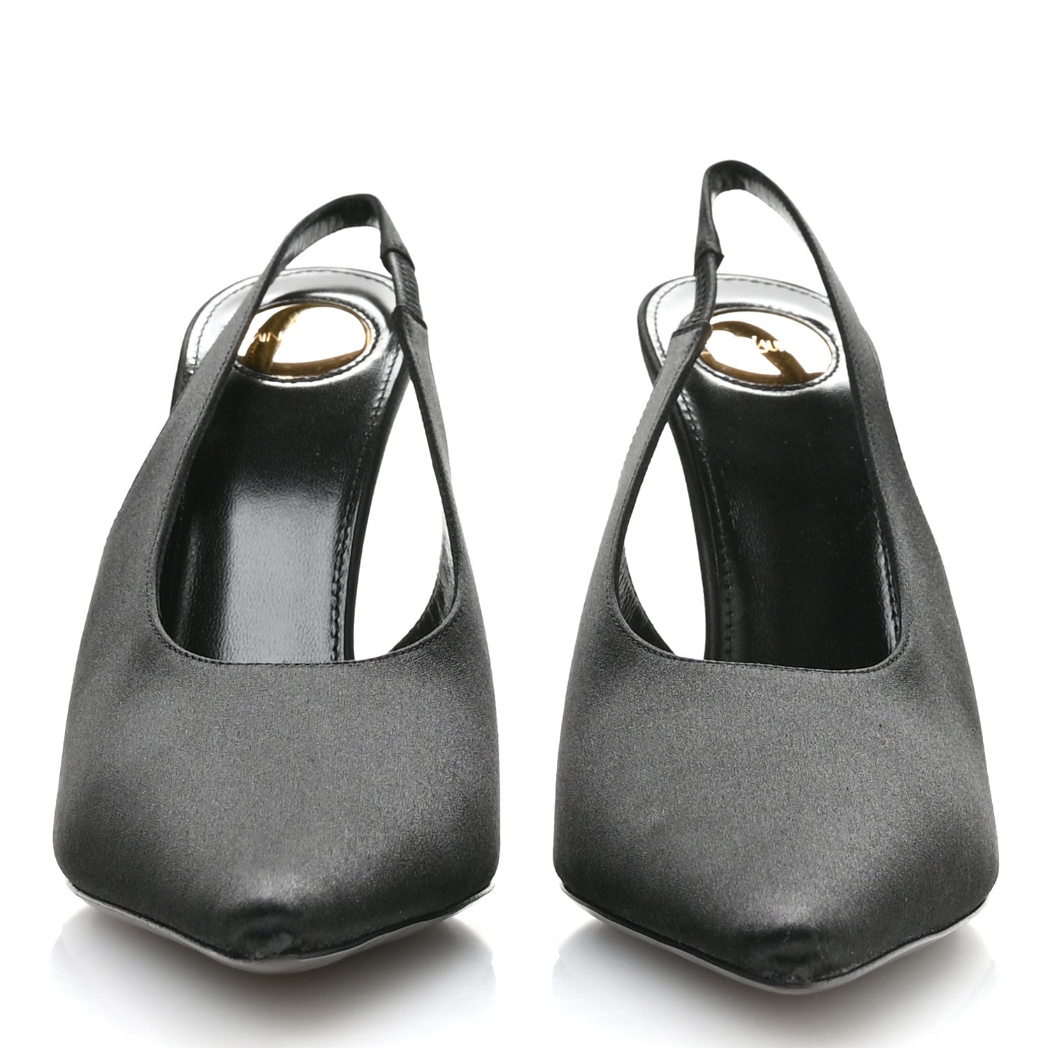 Saint Laurent Silk Satin Lentracte 110 Slingback Pumps 36.5 Black 3 of 9