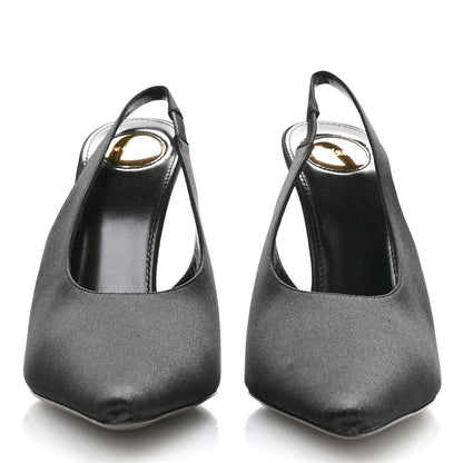 Saint Laurent Silk Satin Lentracte 110 Slingback Pumps 36.5 Black 3 of 9