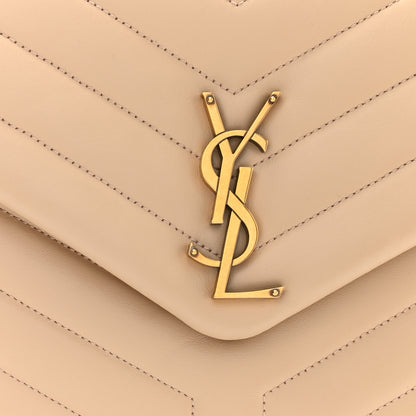 Saint Laurent Calfskin Y Quilted Monogram Medium Loulou Chain Satchel Dark Beige 10 of 12