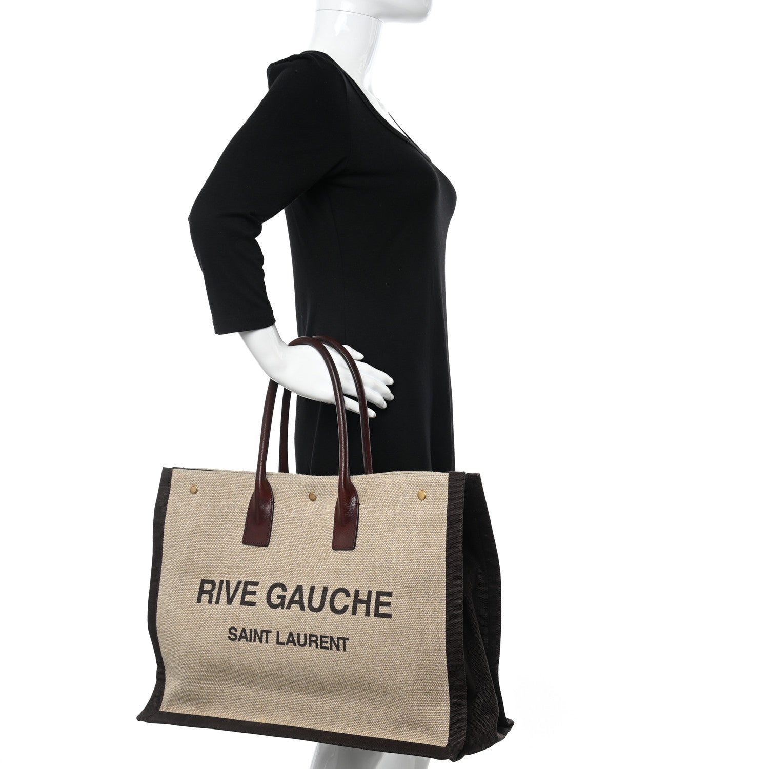 Saint Laurent Linen Calfskin Rive Gauche Tote Natural 2 of 13