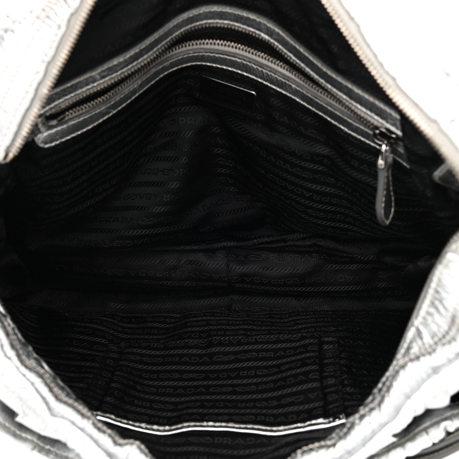 Prada Metallic Nappa Gaufre Messenger Tote Silver 5 of 20