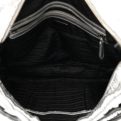 Prada Metallic Nappa Gaufre Messenger Tote Silver 5 of 20