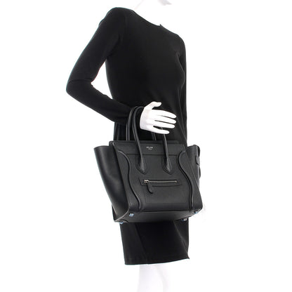 Celine Drummed Calfskin Micro Luggage Black 2 of 7