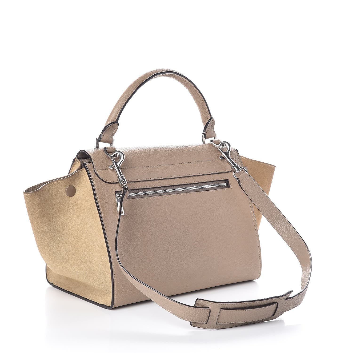 Celine Drummed Calfskin Suede Small Trapeze Dune 3 of 9