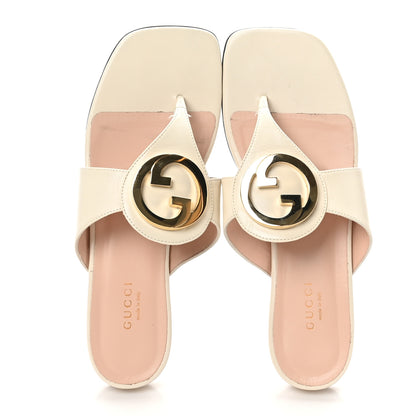 Gucci Malaga Kid Blondie Thong Sandals 37.5 Mystic White 2 of 10
