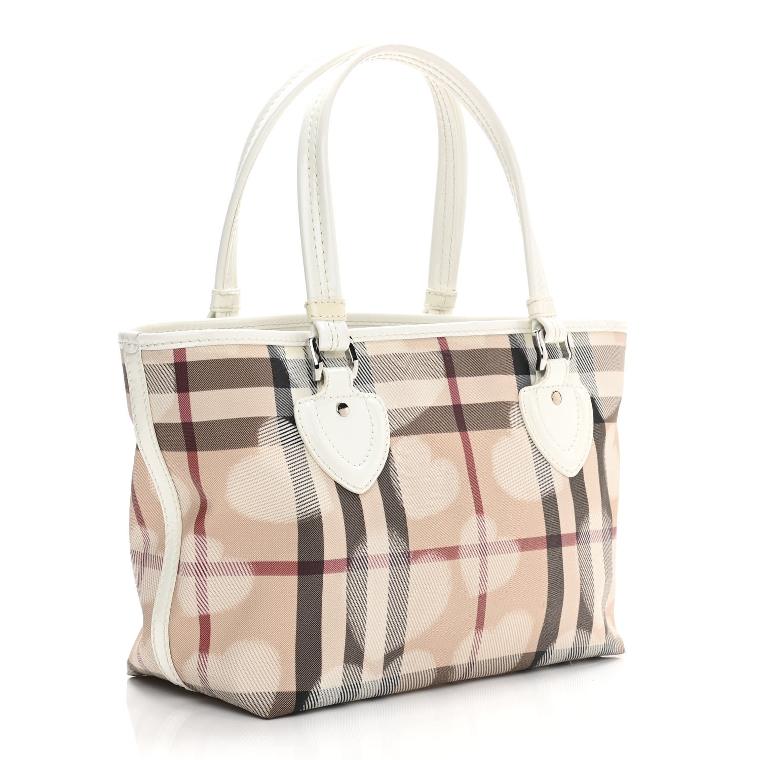 Burberry Supernova Check Hearts Small Nickie Tote White 3 of 10