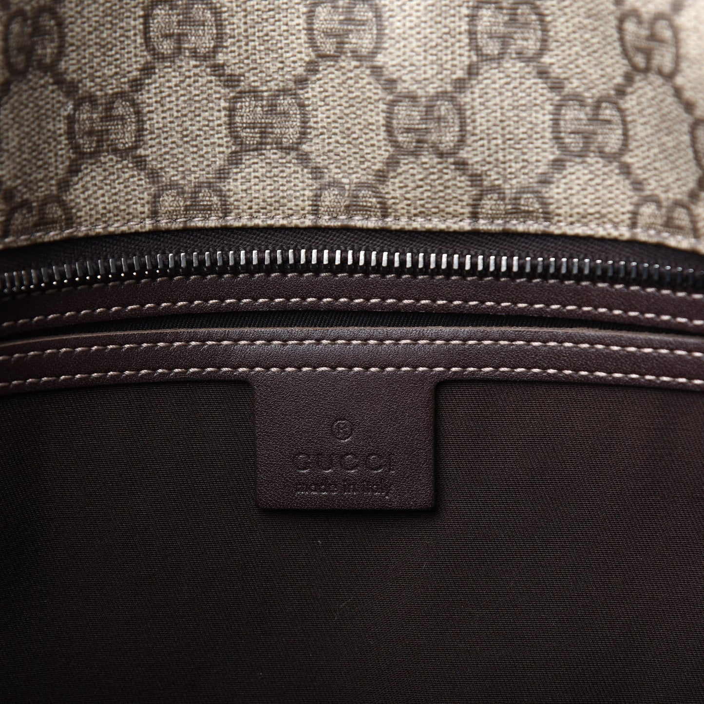 GG Supreme Monogram Medium Zip Tote Dark Brown