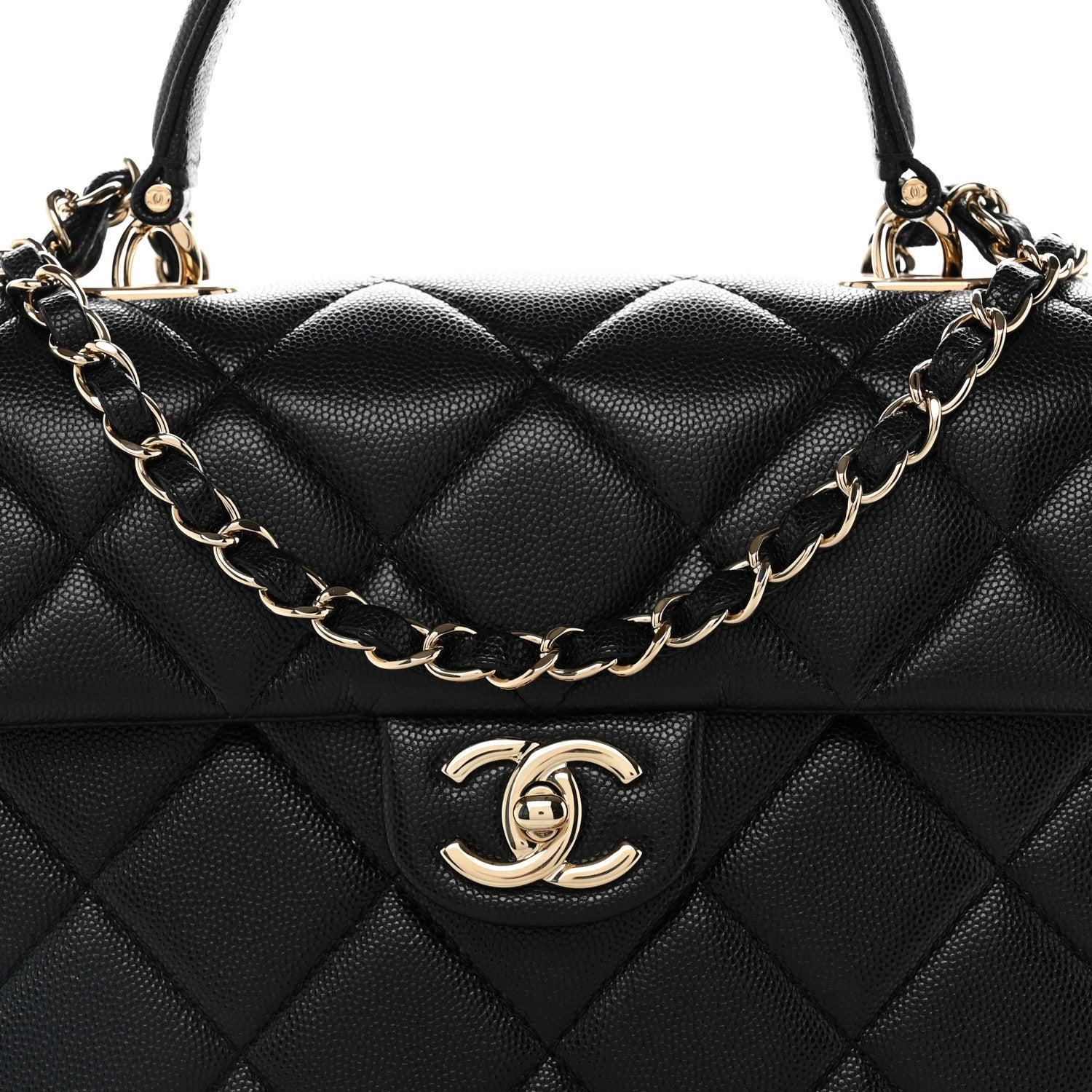 Chanel Caviar Quilted Medium Retro Twist Top Handle Flap Black 8 of 10